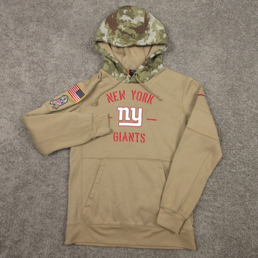 New York Giants Sweater Mens Small Tan Hoodie Sweatshirt NFL Salute To Service